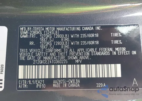 2026 Lexus Nx z USA, uszkodzony, nr VIN 2T2GKCEZ4TC060225